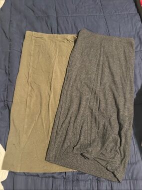 Express Classic Knit Midi Skirts in Olive and Charcoal
